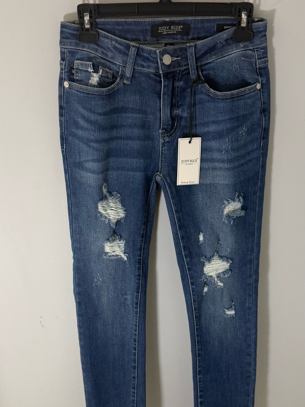 Judy Blue Medium Blue Distressed Skinny Jeans